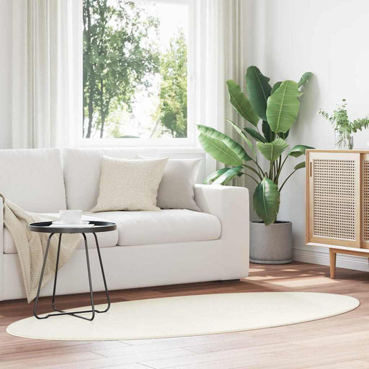 Teppich Creme 100 x 200 cm Polyester