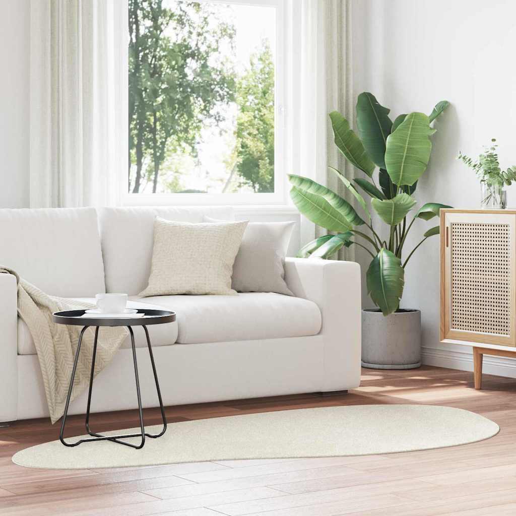 Teppich Creme 100 x 200 cm Polyester