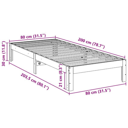 Massivholzbett ohne Matratze 80x200 cm Kiefernholz