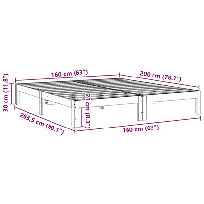 Massivholzbett ohne Matratze Wachsbraun 160x200 Kiefernholz