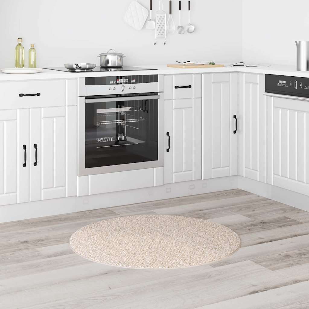 Anti-Rutsch Shaggy Teppich Creme 90 x 90 cm PP