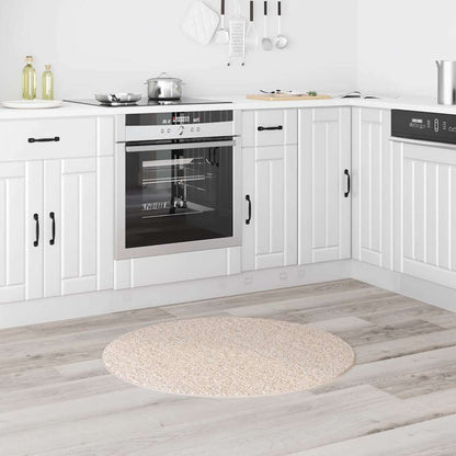 Anti-Rutsch Shaggy Teppich Creme 90 x 90 cm PP