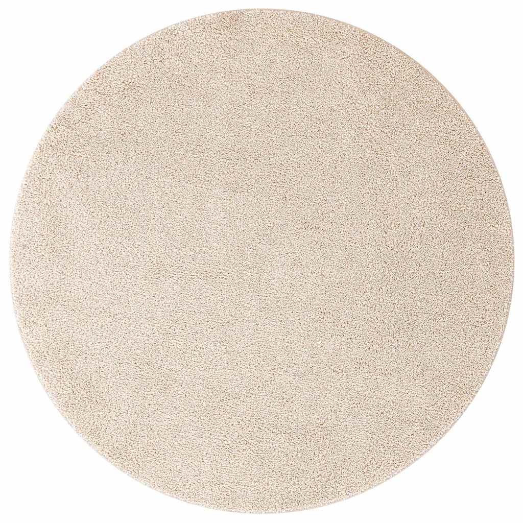 Anti-Rutsch Shaggy Teppich Creme 90 x 90 cm PP