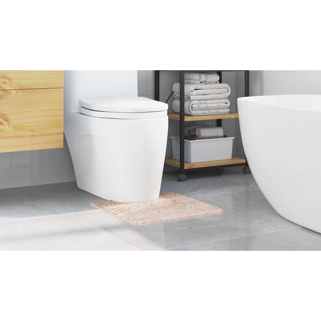 Rutschfeste Badematte mit Toilettenausschnitt Creme 50 x 50 cm