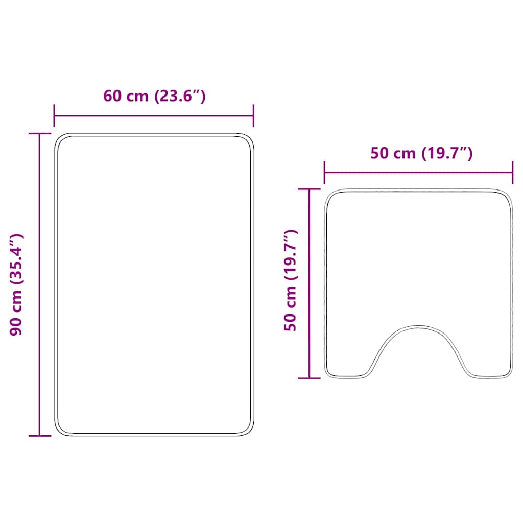 Anti-Rutsch Badematten-Set 2 pcs Lila PP