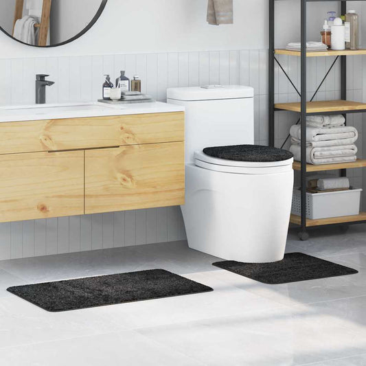 Anti-Rutsch Badematten-Set 3 pcs Dunkelgrau 50 x 50 cm PP