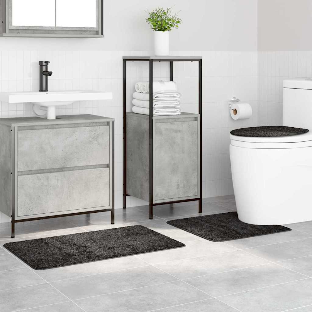 Anti-Rutsch Badematten-Set 3 pcs Dunkelgrau 50 x 50 cm PP