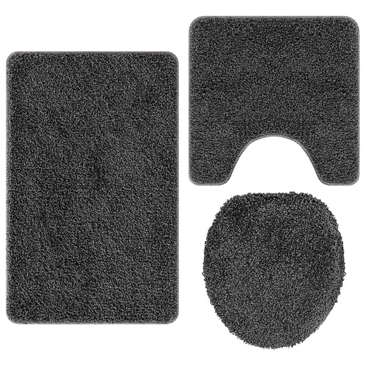 Anti-Rutsch Badematten-Set 3 pcs Dunkelgrau 50 x 50 cm PP