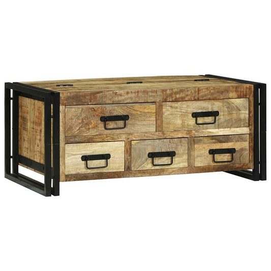Couchtisch Braun 90 x 50 x 38 cm Raues Mango-Massivholz