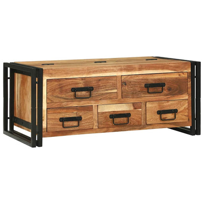Couchtisch with Drawer Braun 90 x 50 x 38 cm Akazie Massivholz