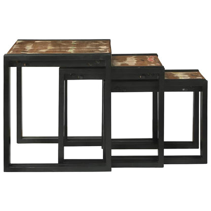 Satztische 3 pcs Braun und Schwarz Massivholz Altholz