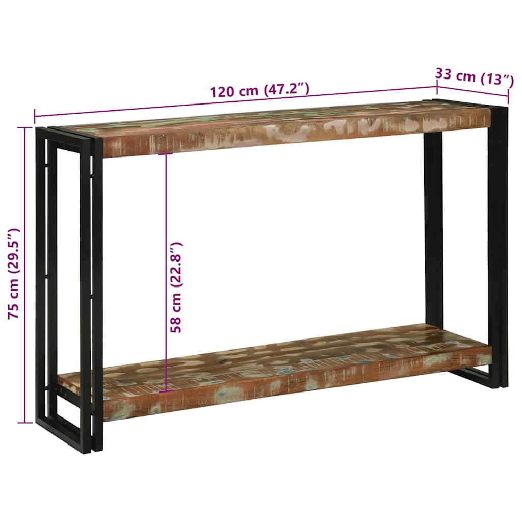 Konsolentisch Mehrfarbig 120 x 33 x 75 cm recyceltes Massivholz