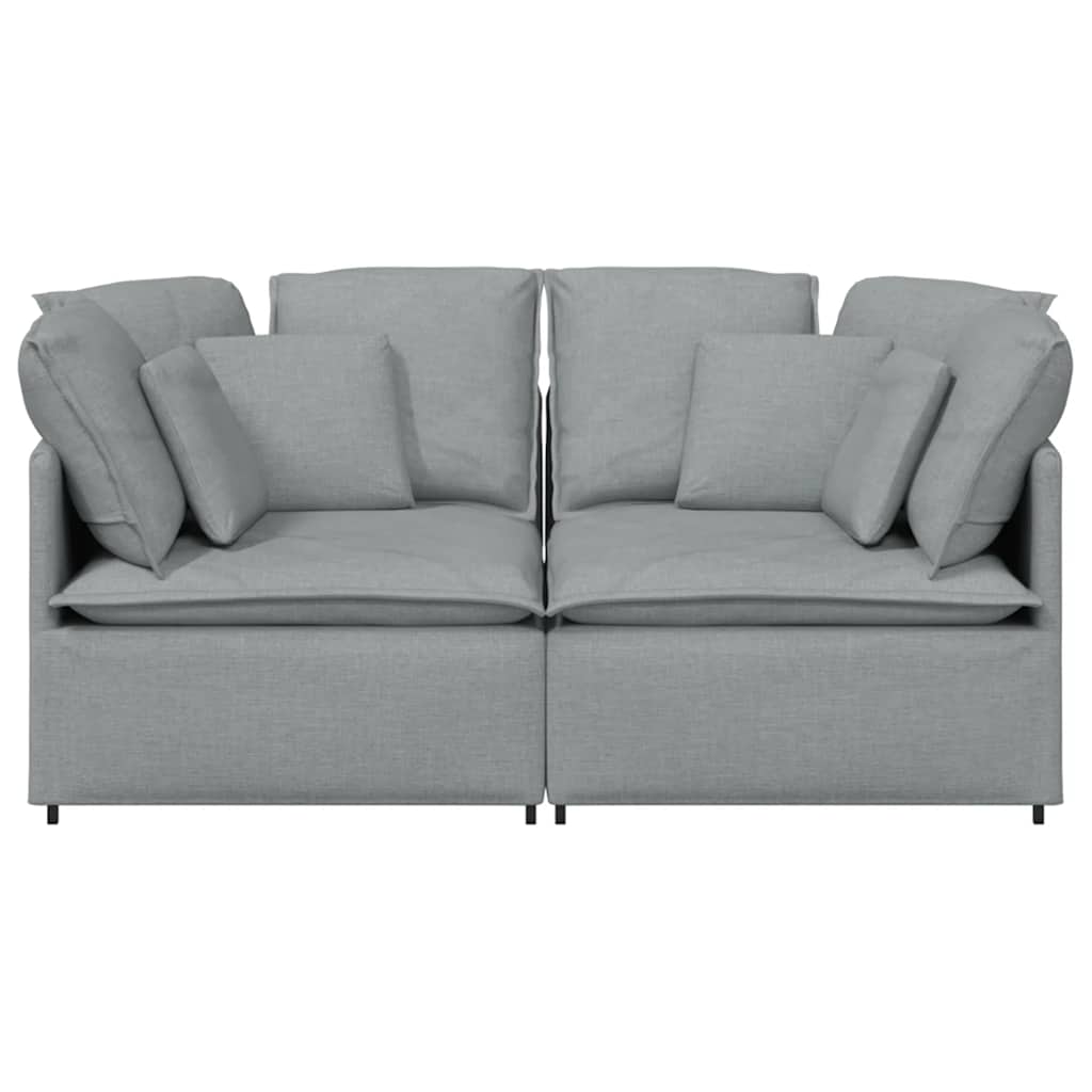 Modulares Sofa mit Kissen Stoff Hellgrau