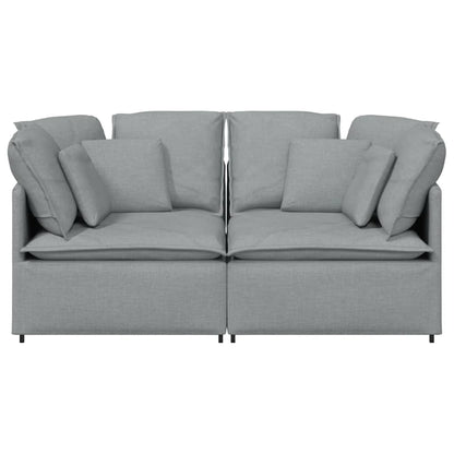 Modulares Sofa mit Kissen Stoff Hellgrau