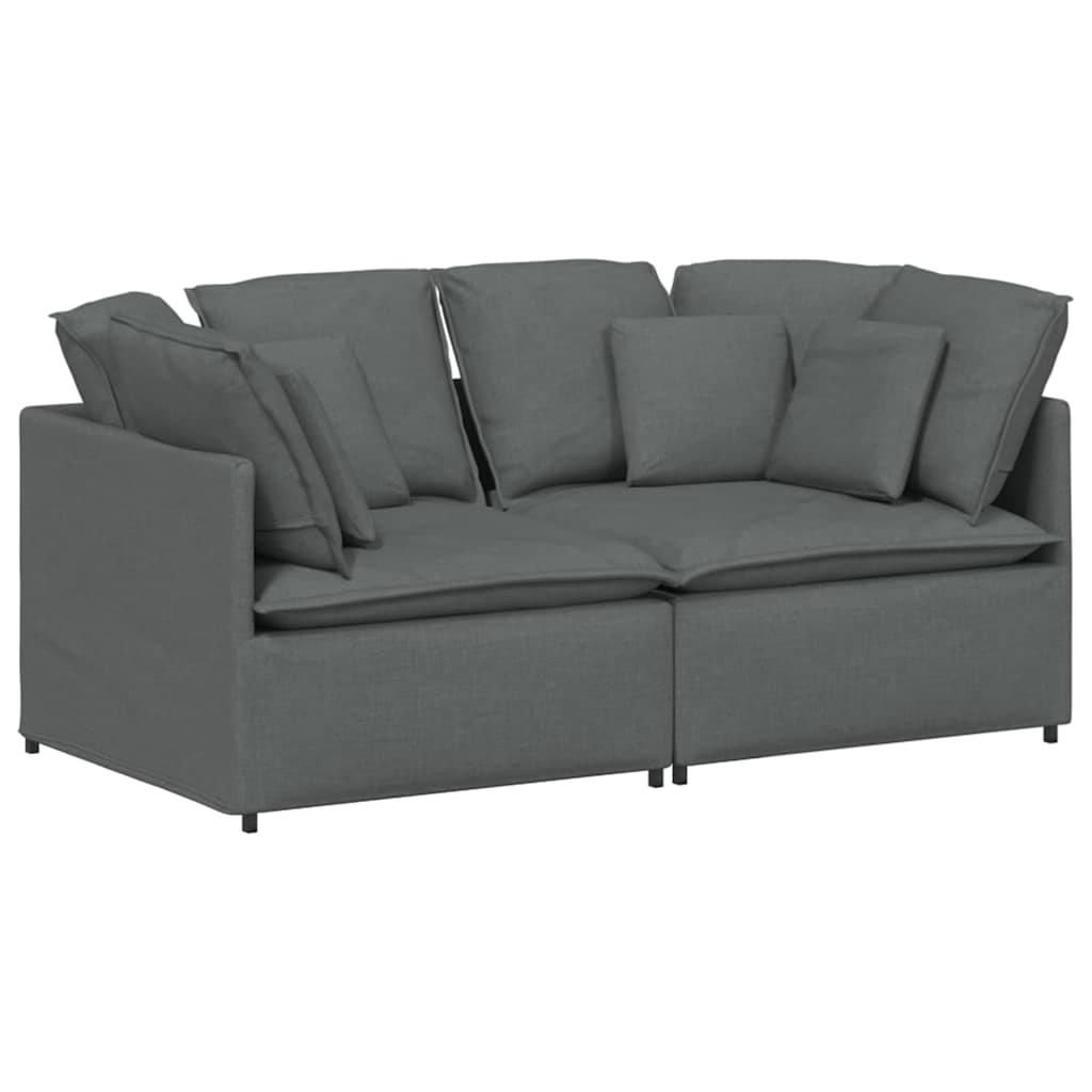 Modulares Sofa mit Kissen Stoff Dunkelgrau
