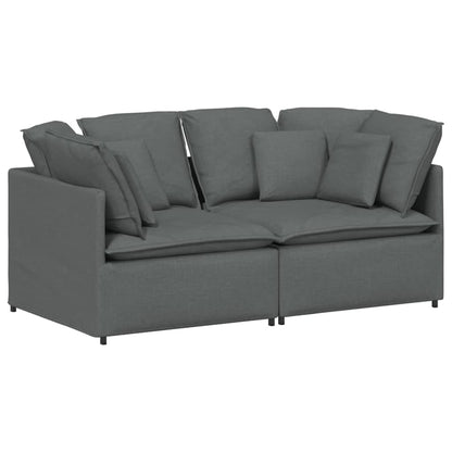 Modulares Sofa mit Kissen Stoff Dunkelgrau