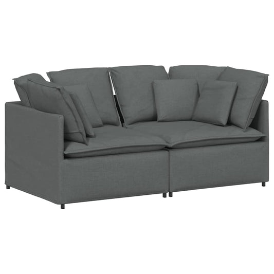 Modulares Sofa mit Kissen Stoff Dunkelgrau
