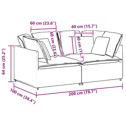 Modulares Sofa mit Kissen Stoff Dunkelgrau