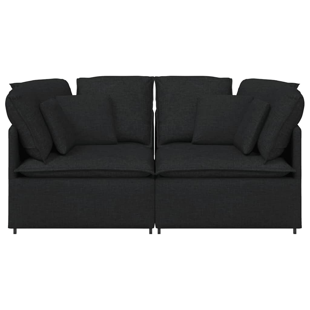 Modulares Sofa mit Kissen Stoff Schwarz