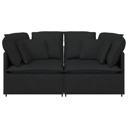 Modulares Sofa mit Kissen Stoff Schwarz