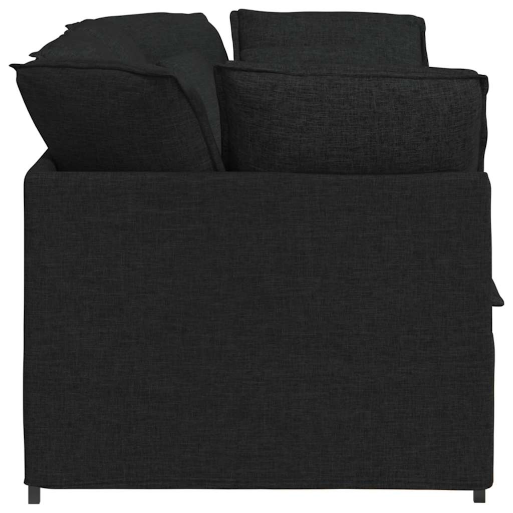 Modulares Sofa mit Kissen Stoff Schwarz