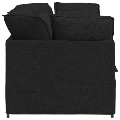 Modulares Sofa mit Kissen Stoff Schwarz
