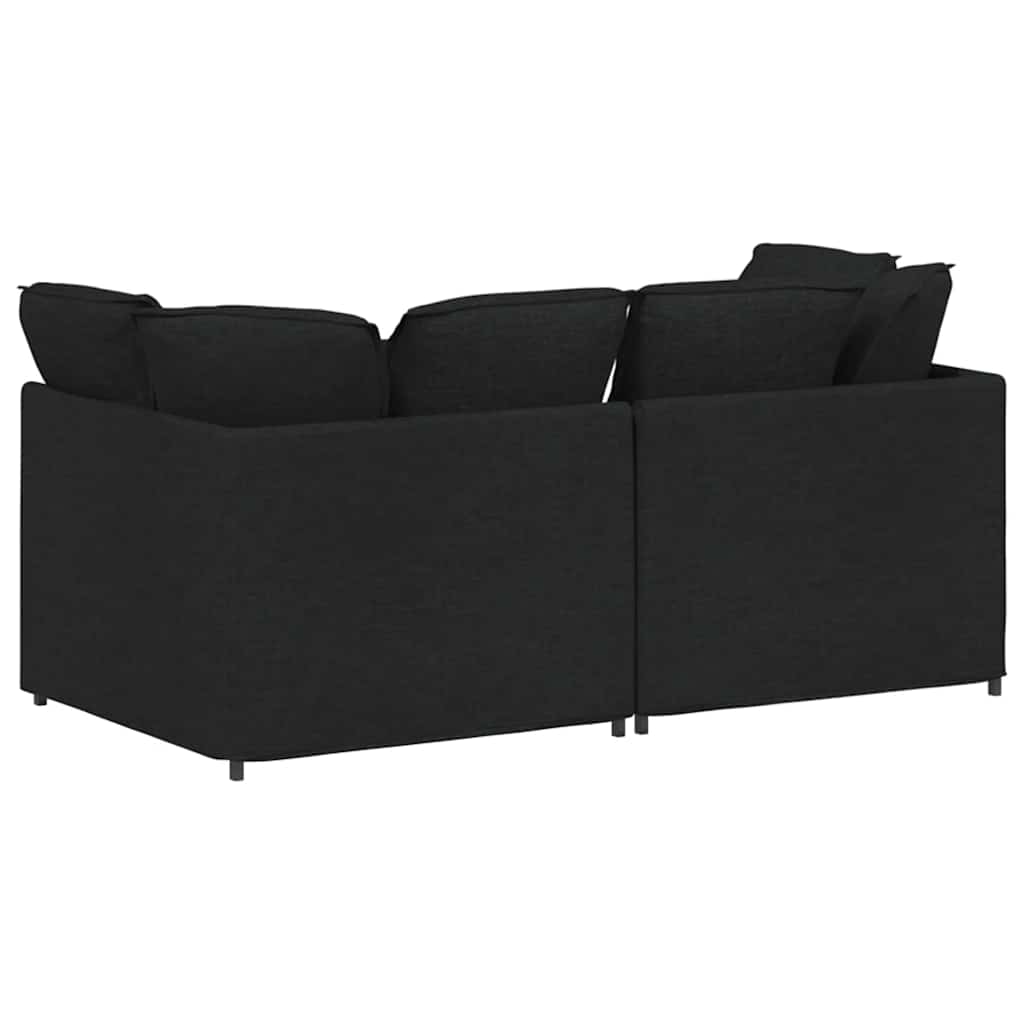 Modulares Sofa mit Kissen Stoff Schwarz
