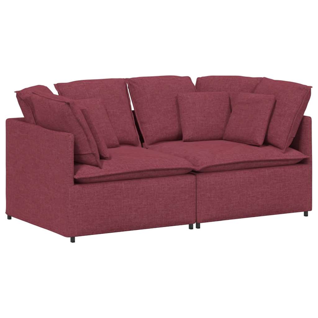 Modulares Sofa mit Kissen Stoff Weinrot