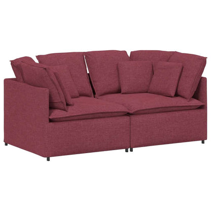 Modulares Sofa mit Kissen Stoff Weinrot