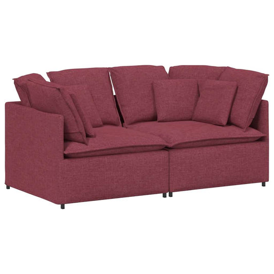 Modulares Sofa mit Kissen Stoff Weinrot