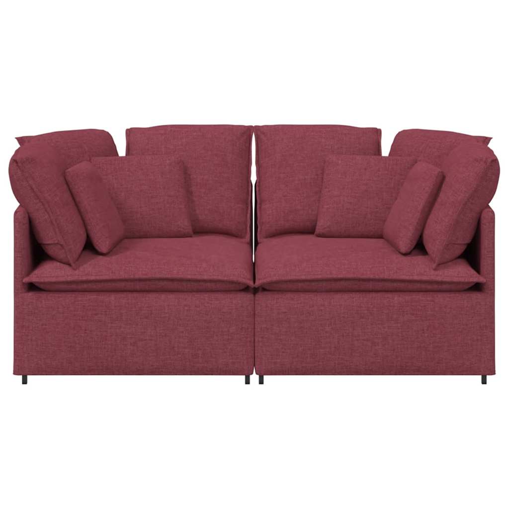 Modulares Sofa mit Kissen Stoff Weinrot