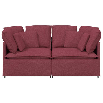Modulares Sofa mit Kissen Stoff Weinrot