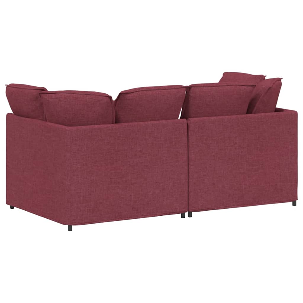 Modulares Sofa mit Kissen Stoff Weinrot