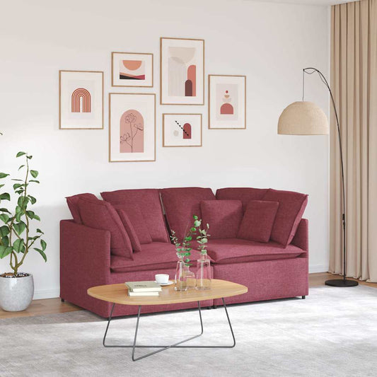 Modulares Sofa mit Kissen Stoff Weinrot