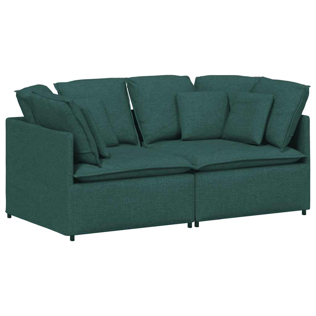 Modulares Sofa mit Kissen Stoff Dunkelgrün