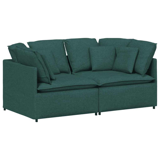 Modulares Sofa mit Kissen Stoff Dunkelgrün