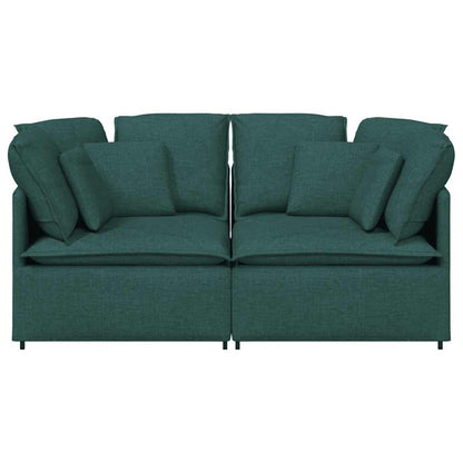 Modulares Sofa mit Kissen Stoff Dunkelgrün