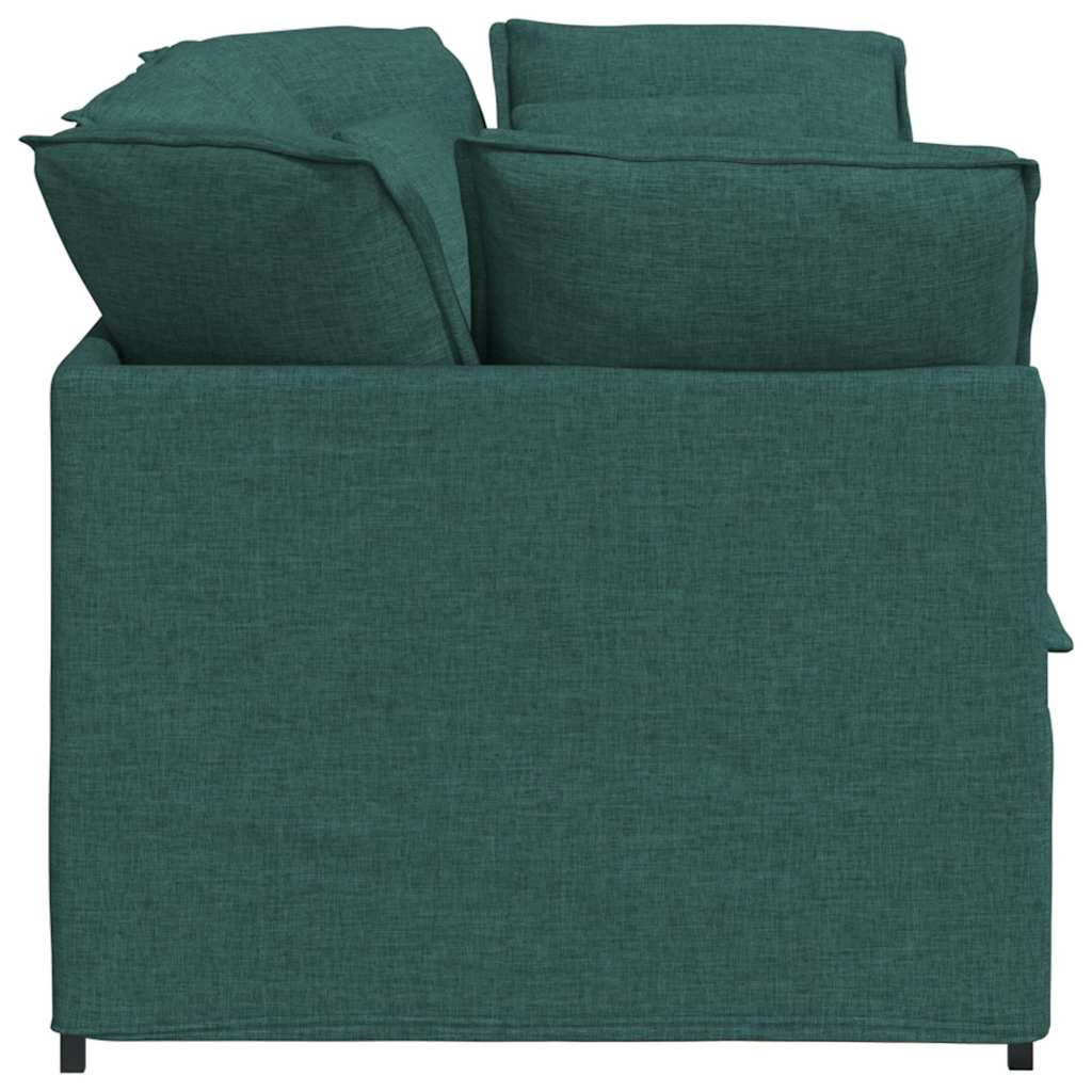 Modulares Sofa mit Kissen Stoff Dunkelgrün
