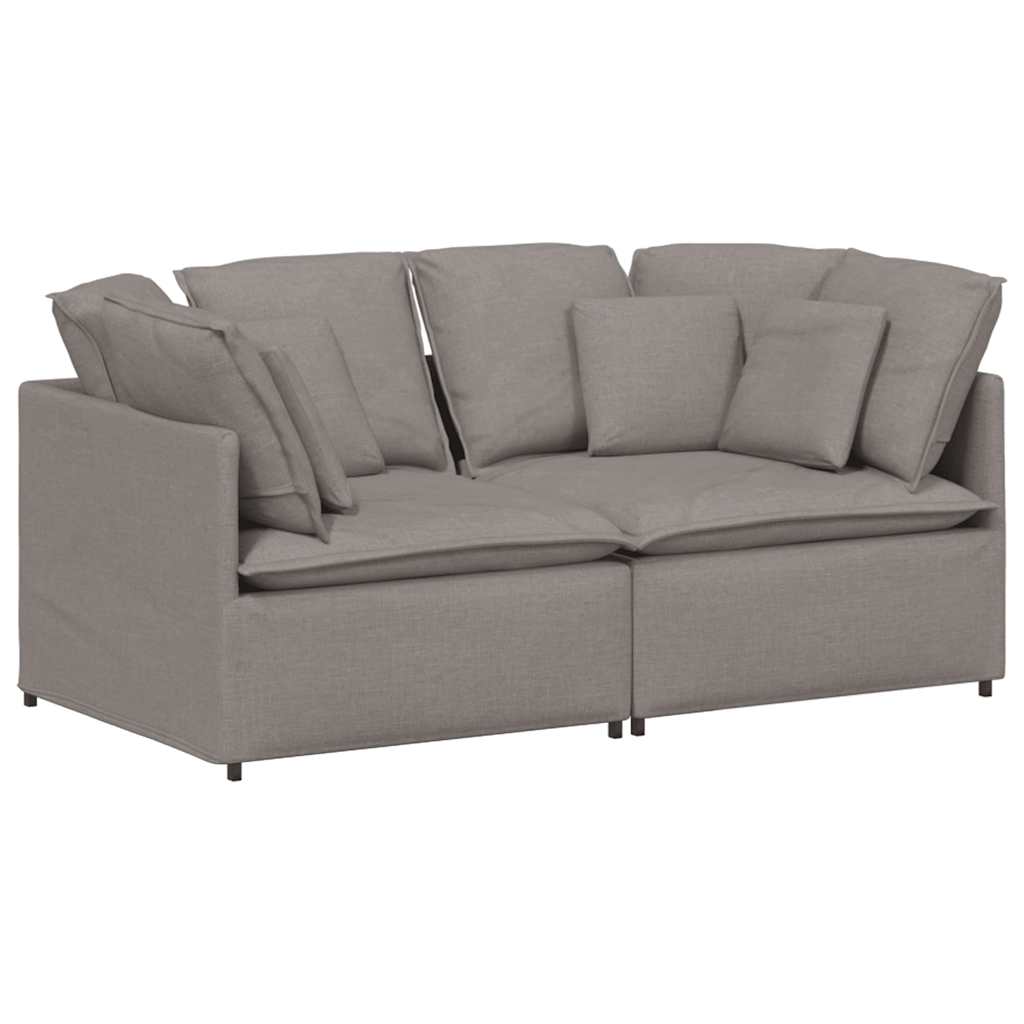 Modulares Sofa mit Kissen Stoff Taupe