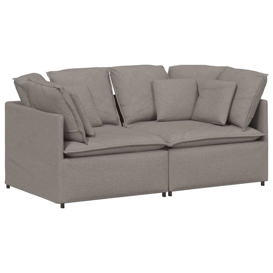 Modulares Sofa mit Kissen Stoff Taupe