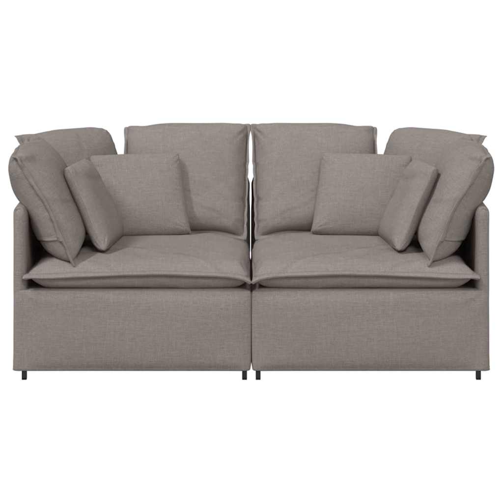 Modulares Sofa mit Kissen Stoff Taupe