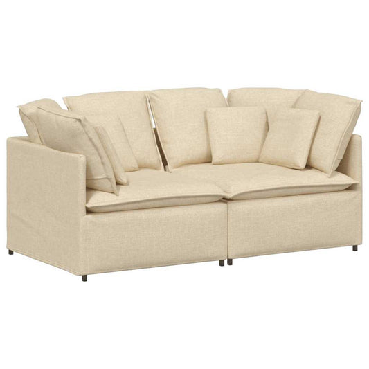 Modulares Sofa mit Kissen Stoff Creme