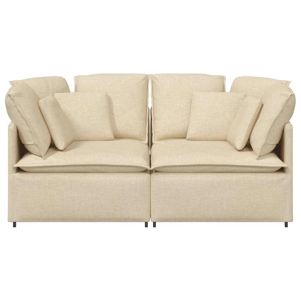 Modulares Sofa mit Kissen Stoff Creme