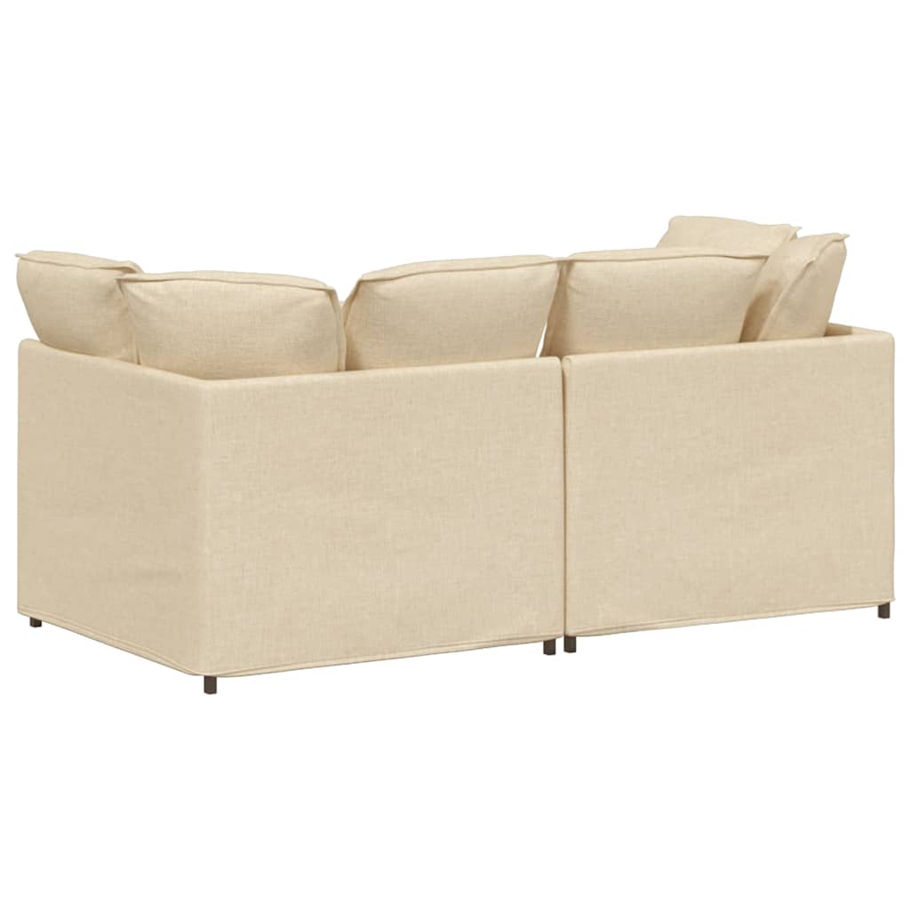 Modulares Sofa mit Kissen Stoff Creme