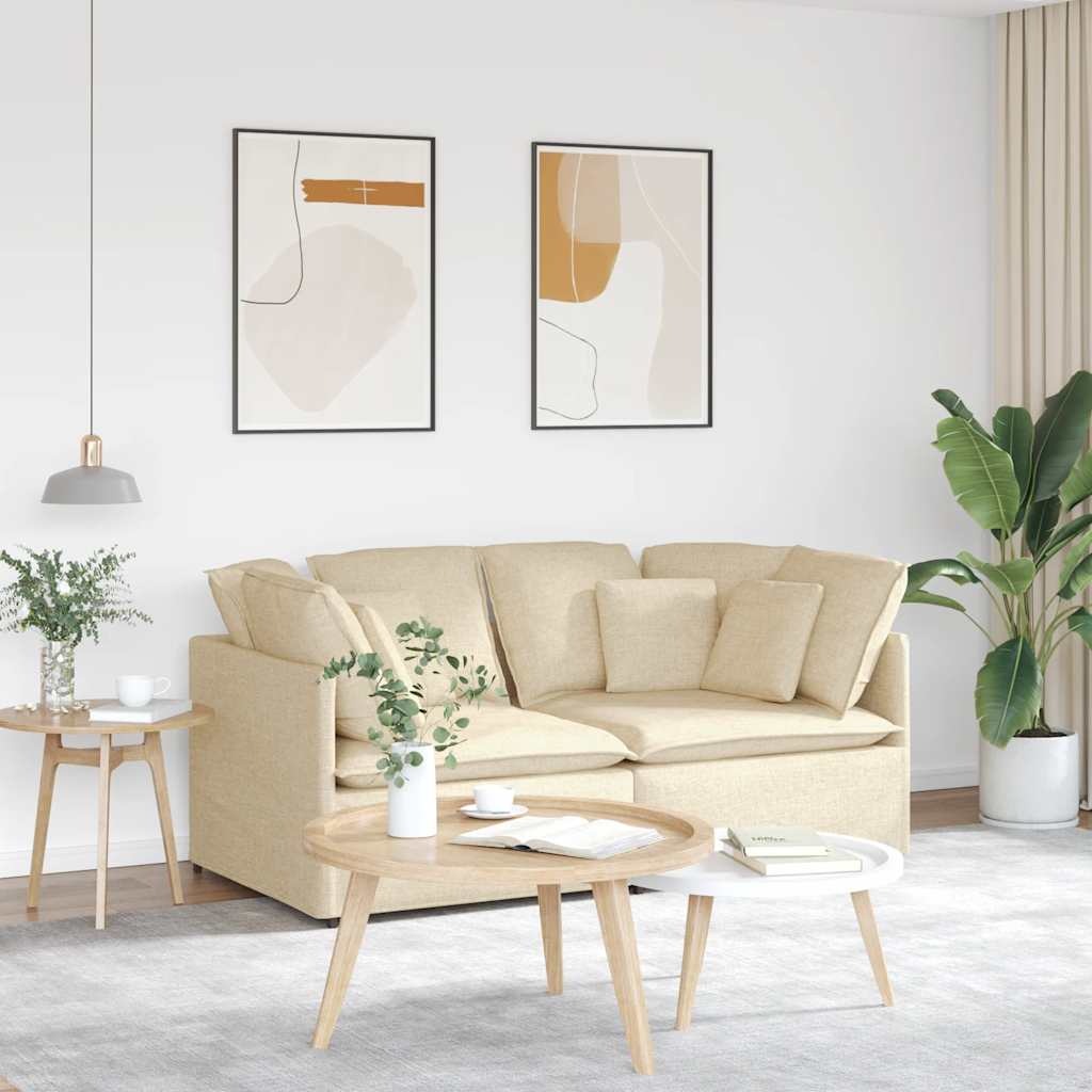Modulares Sofa mit Kissen Stoff Creme