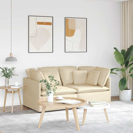 Modulares Sofa mit Kissen Stoff Creme