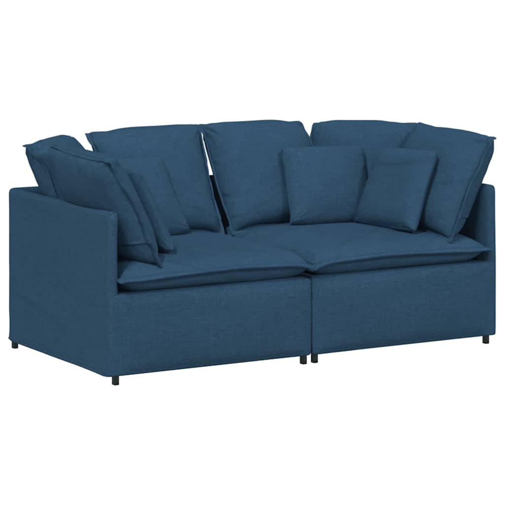 Modulares Sofa mit Kissen Stoff Blau