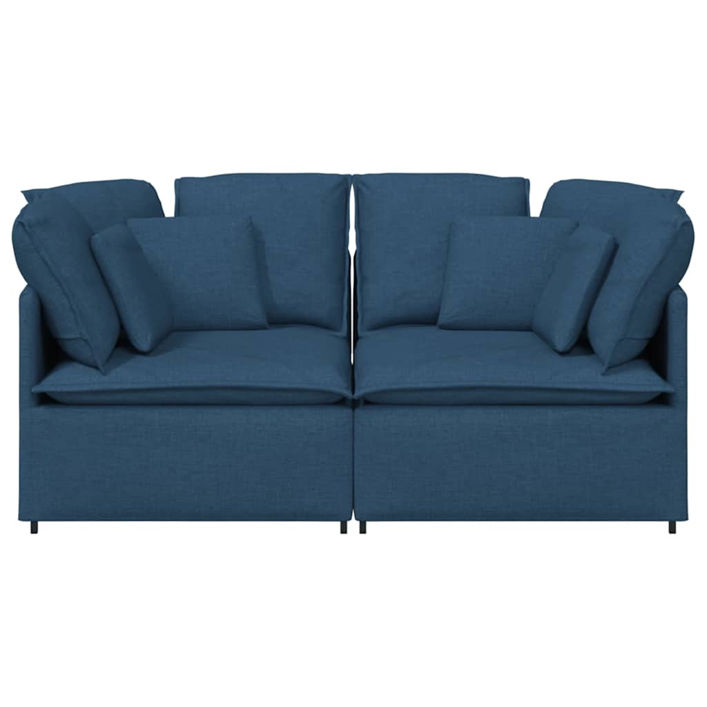 Modulares Sofa mit Kissen Stoff Blau