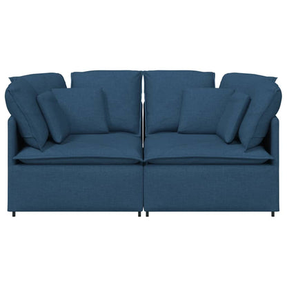 Modulares Sofa mit Kissen Stoff Blau