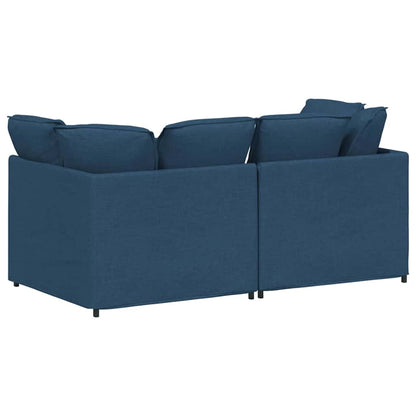 Modulares Sofa mit Kissen Stoff Blau